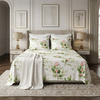 ORGANIC COTTON 200TC PERCALE PRINTED SHEET SET - RAMBLING ROSE