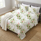 ORGANIC COTTON 200TC PERCALE PRINTED SHEET SET - RAMBLING ROSE