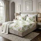 ORGANIC COTTON 200TC PRINTED FITTED SHEET SET - RAMBLING ROSE