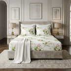 ORGANIC COTTON 200TC PRINTED FITTED SHEET SET - RAMBLING ROSE