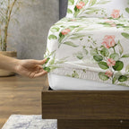 ORGANIC COTTON 200TC PRINTED FITTED SHEET SET - RAMBLING ROSE