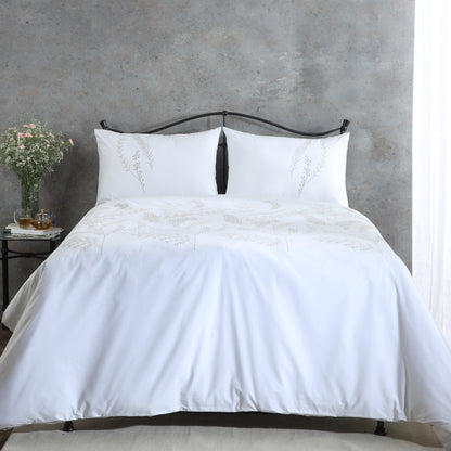 SORRENTO PERCALE 100% COTTON ORGANIC EMBROIDERED DUVET COVER SET
