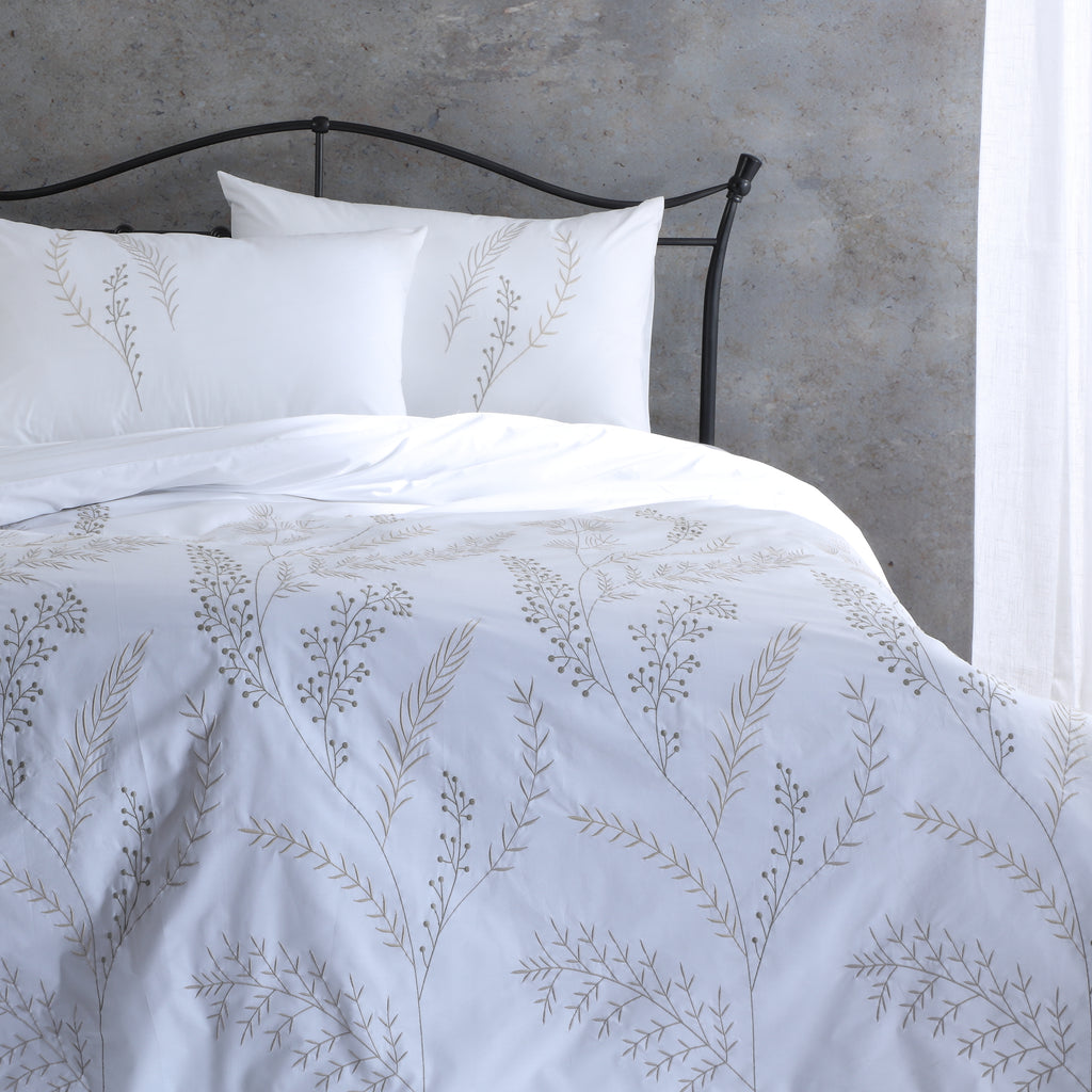 SORRENTO 200 TC PERCALE 100% ORGANIC COTTON EMBROIDERED DUVET COVER SET