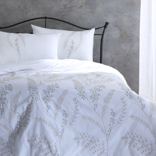 SORRENTO PERCALE 100% COTTON ORGANIC EMBROIDERED DUVET COVER SET