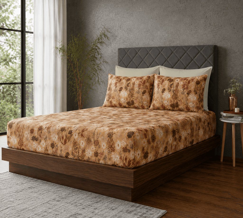 ORGANIC COTTON 200TC PRINTED FITTED SHEET SET - SAVANNAH