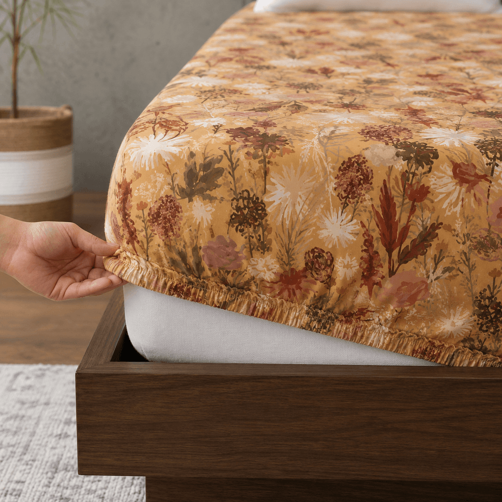 ORGANIC COTTON 200TC PRINTED FITTED SHEET SET - SAVANNAH