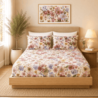 ORGANIC COTTON 200TC PRINTED FITTED SHEET SET - SERENITY