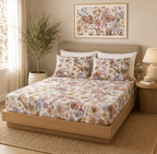ORGANIC COTTON 200TC PRINTED FITTED SHEET SET - SERENITY