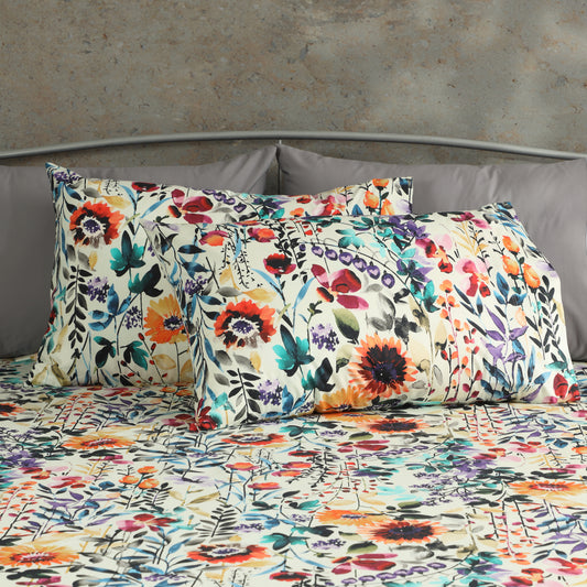 200TC PERCALE ORGANIC PRINTED SHEET SET - FLORAL BURST