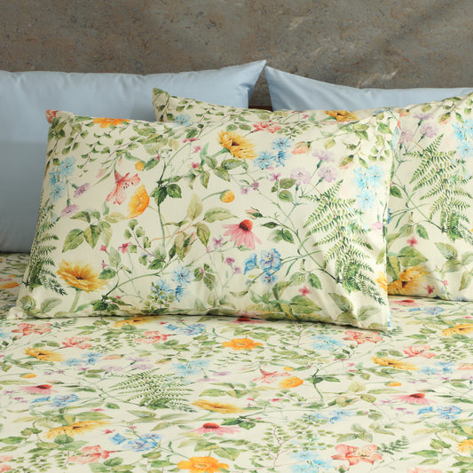 200TC PERCALE ORGANIC PRINTED SHEET SET - GARDEN WALK
