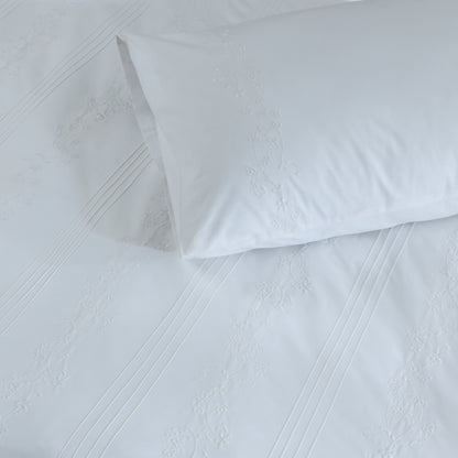 BARRIE PERCALE 200 TC PERCALE 100% ORGANIC COTTON EMBROIDERED DUVET COVER SET