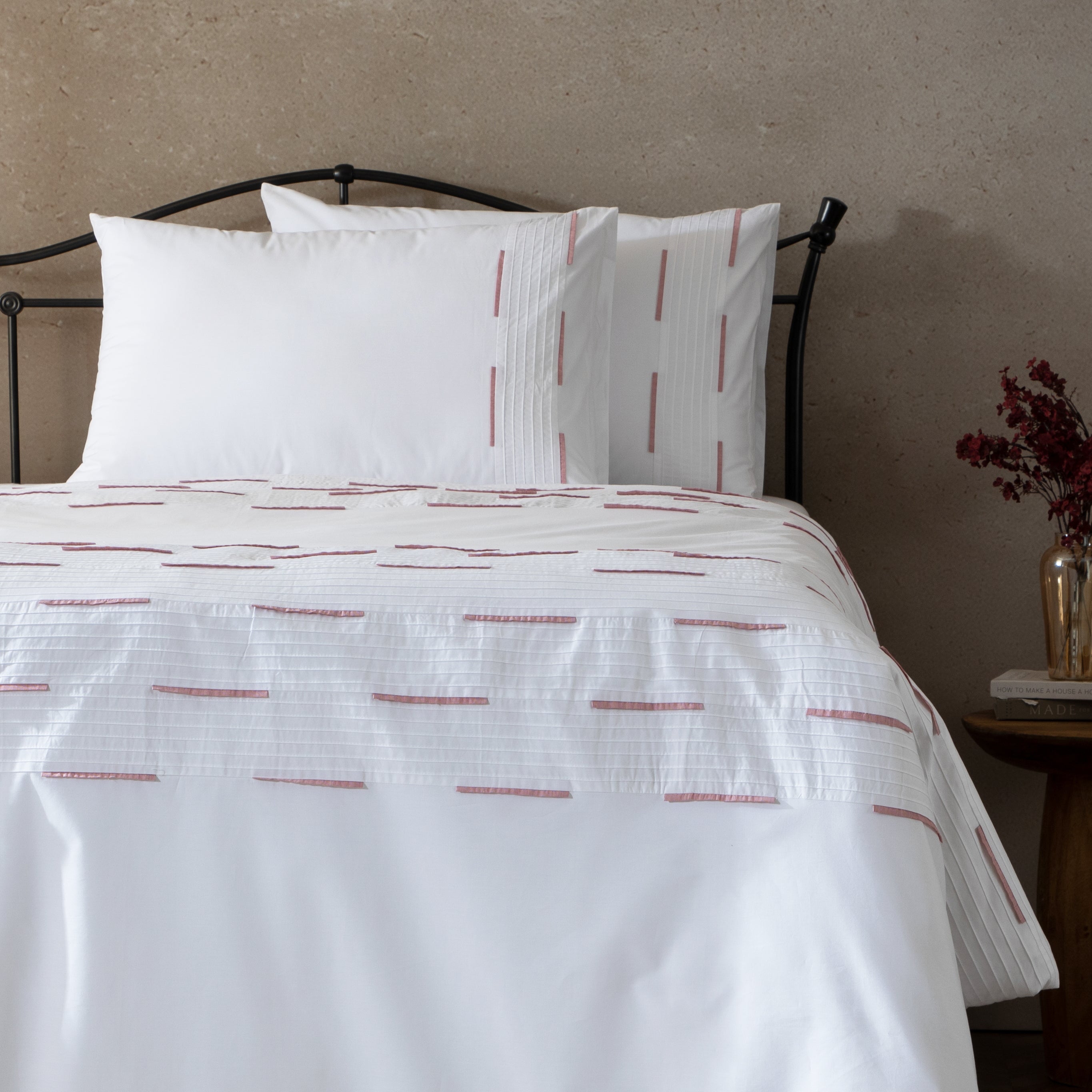 LINETTE 200 TC PERCALE 100% ORGANIC COTTON EMBROIDERED DUVET COVER SET