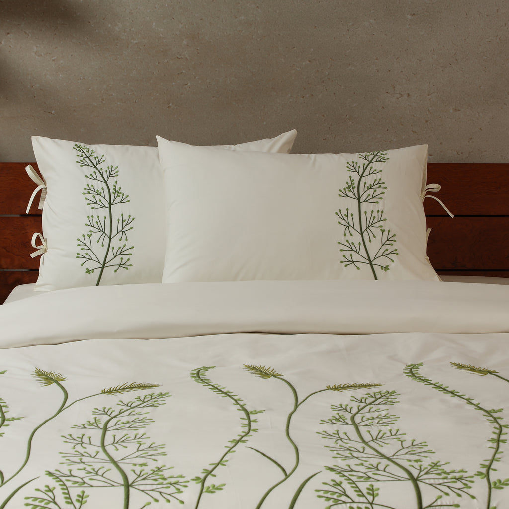 PALMA 200 TC PERCALE 100% ORGANIC COTTON EMBROIDERED DUVET COVER SET