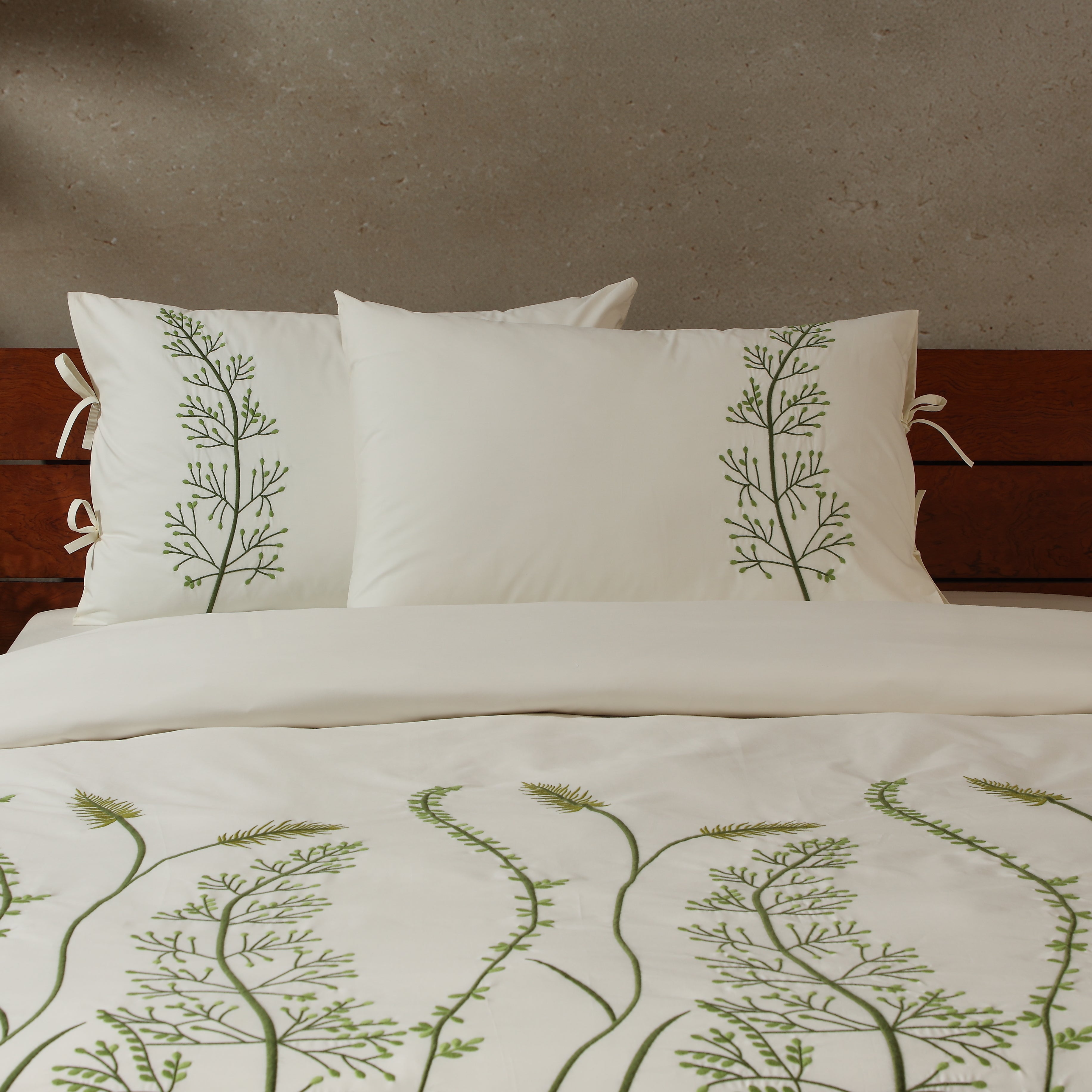 PALMA 200 TC PERCALE 100% ORGANIC COTTON EMBROIDERED DUVET COVER SET