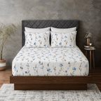 ORGANIC COTTON 200TC PRINTED FITTED SHEET SET - WATERCOLOUR MIST