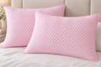 COTTON QUILTED HERRINGBONE BEDSPREAD SET - DUSTY PINK