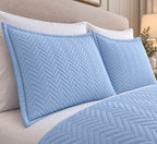 COTTON QUILTED HERRINGBONE BEDSPREAD SET - FLUORESCENT ICE