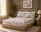 ORGANIC COTTON 200TC PRINTED FITTED SHEET SET - WHISPERING ROSE