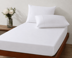 BAMBOO COTTON 300TC FITTED SHEET SET - WHITE