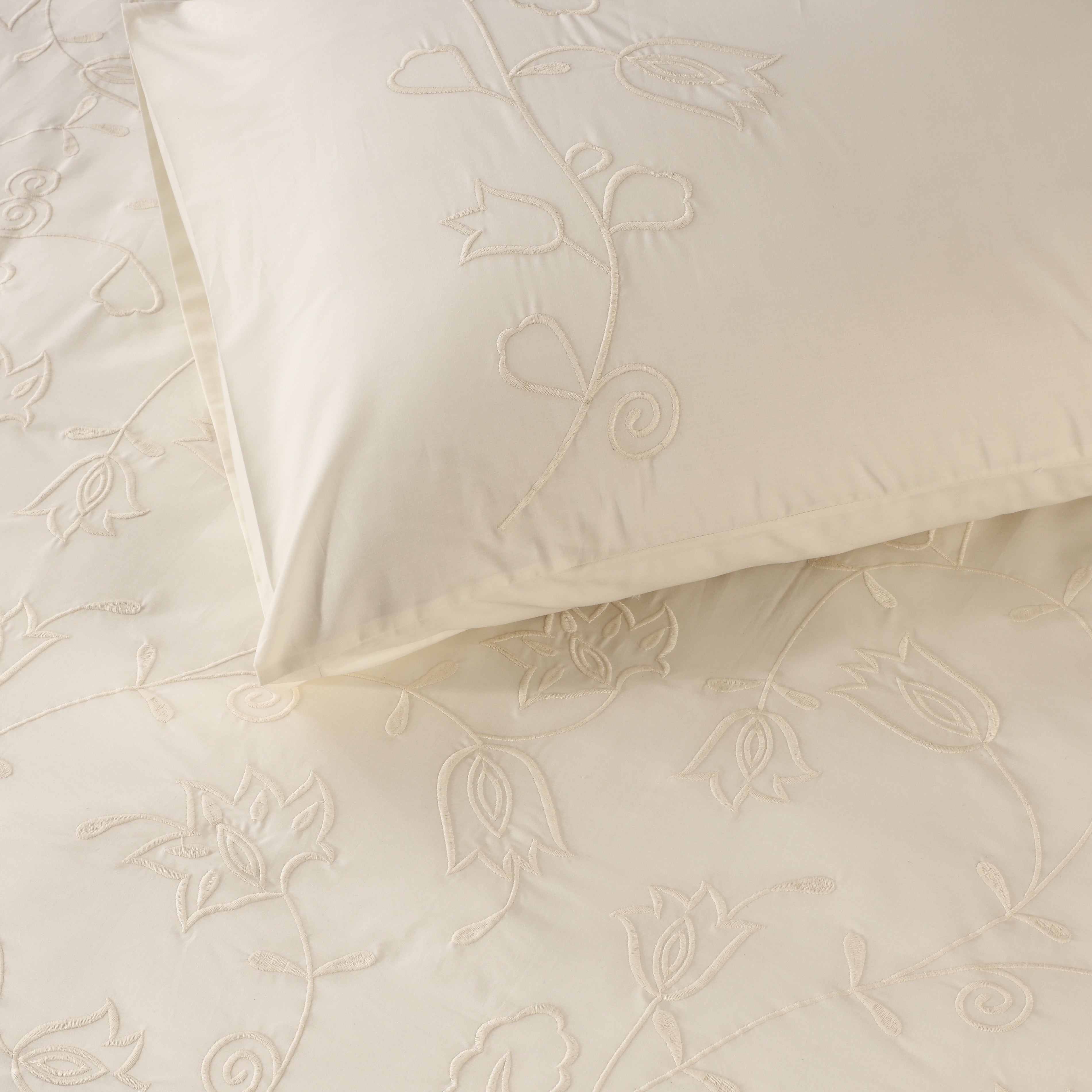 ABUNDANCE 200 TC PERCALE 100% ORGANIC COTTON EMBROIDERED DUVET COVER SET