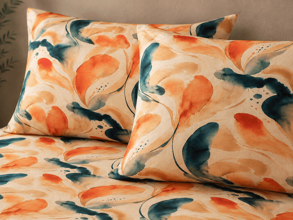 BAMBOO COTTON 300TC PRINTED FITTED SHEET SET - MIRAGE