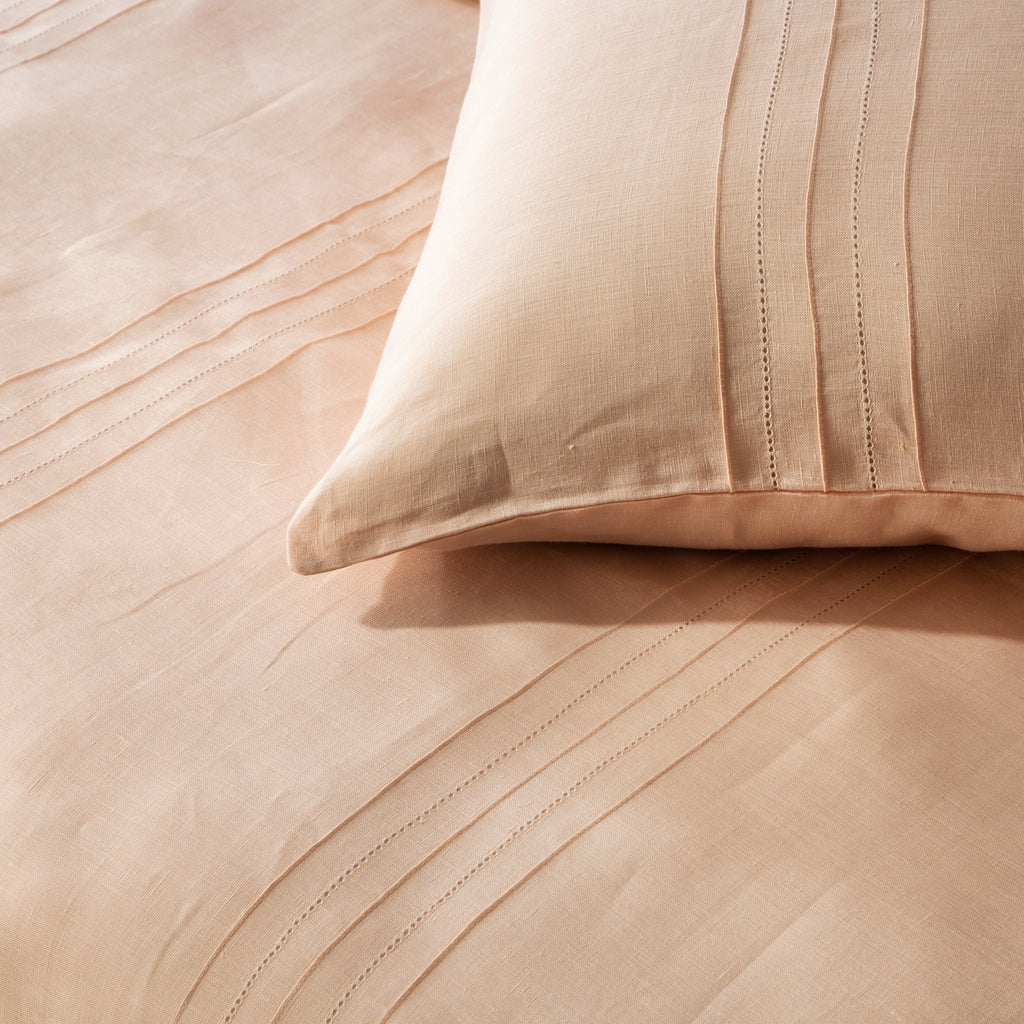 HEIRLOOM 100% PURE LINEN DUVET COVER SET - PEACH BLOSSOM